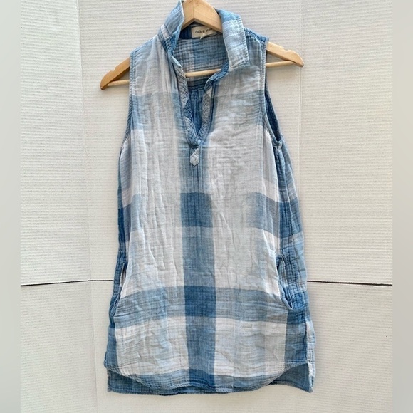 Anthropologie Cloth & Stone Colour Slip On Cotton Short Sleeveless Dress Pockets - Picture 8 of 9